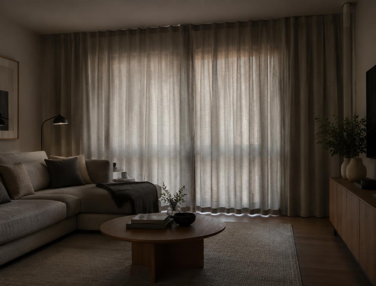 Cortinas dimout reduciendo la luz